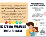 Dzieci uczą się rozpoznawać i nazywać trudne emocje. Obrazek pokazuje, jak rodzic pomaga dziecku zrozumieć i nazwać swoje uczucia, by wyrażać emocje słowami.
